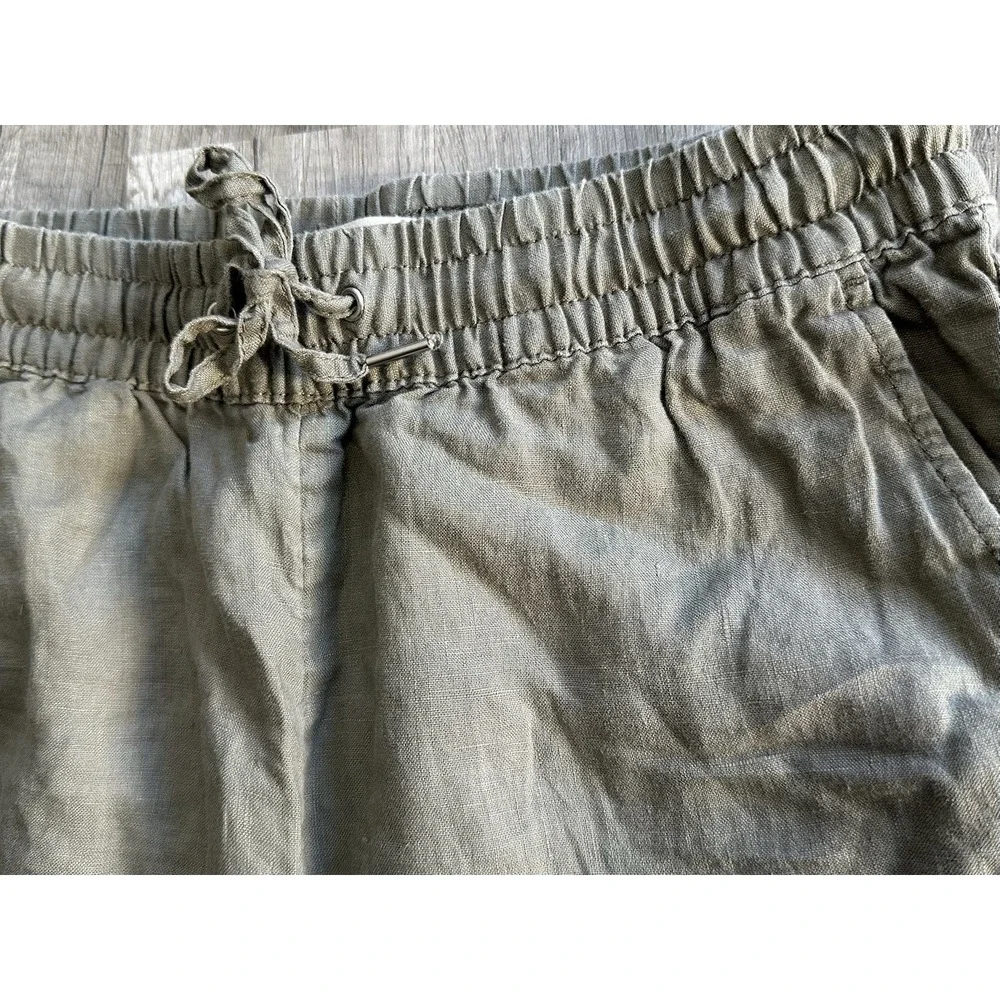 H&M L.O.G.G. Women's Size 4‎ Green Linen Blend Drawstring Waist Casual Pants